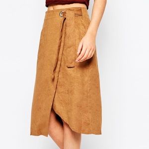 FIRST & I Wrap Pencil Skirt in Brown